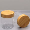 cosmetic packaging 500ml clear pet jar with bamboo lid for cream food